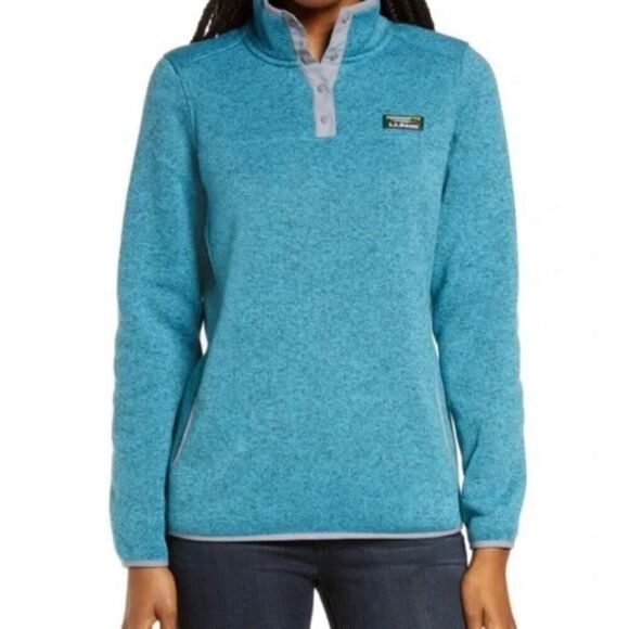 L.L. Bean snap neck fleece pullover size MP green - Picture 1 of 11